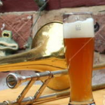 Beer glass with trombone